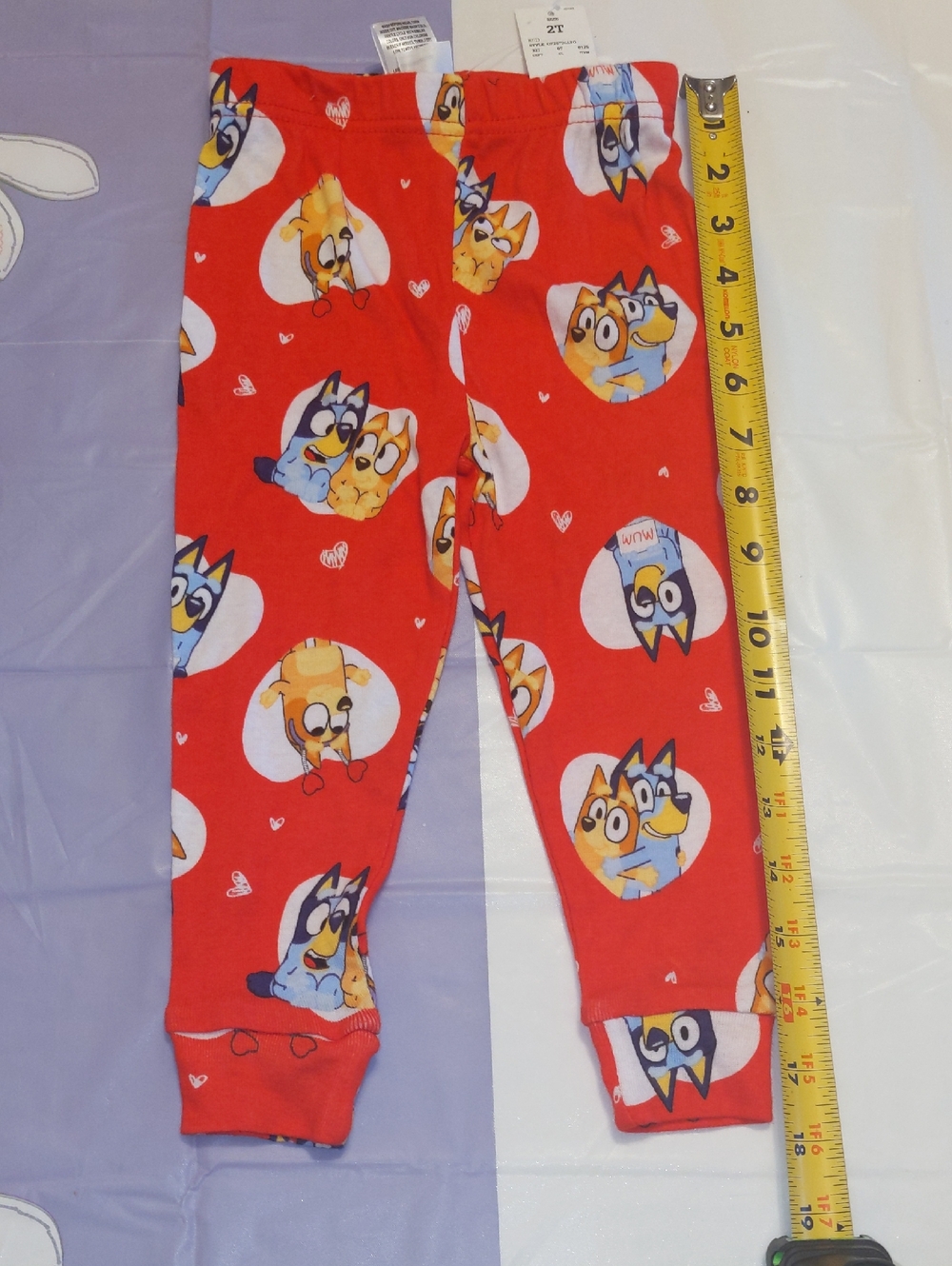 Bluey Bingo 2T Pajama Pants Red Hearts Fitted Kids 💯 Cotton NWT